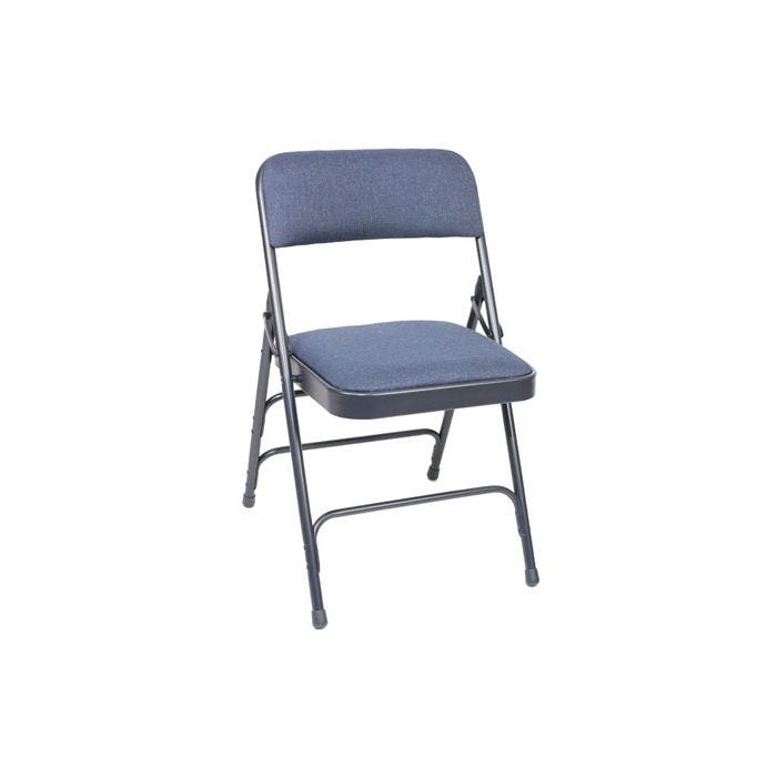 Metal Folding Chair Brown Color Fabric Heavy Duty Triple Braced & Quad Hinged 